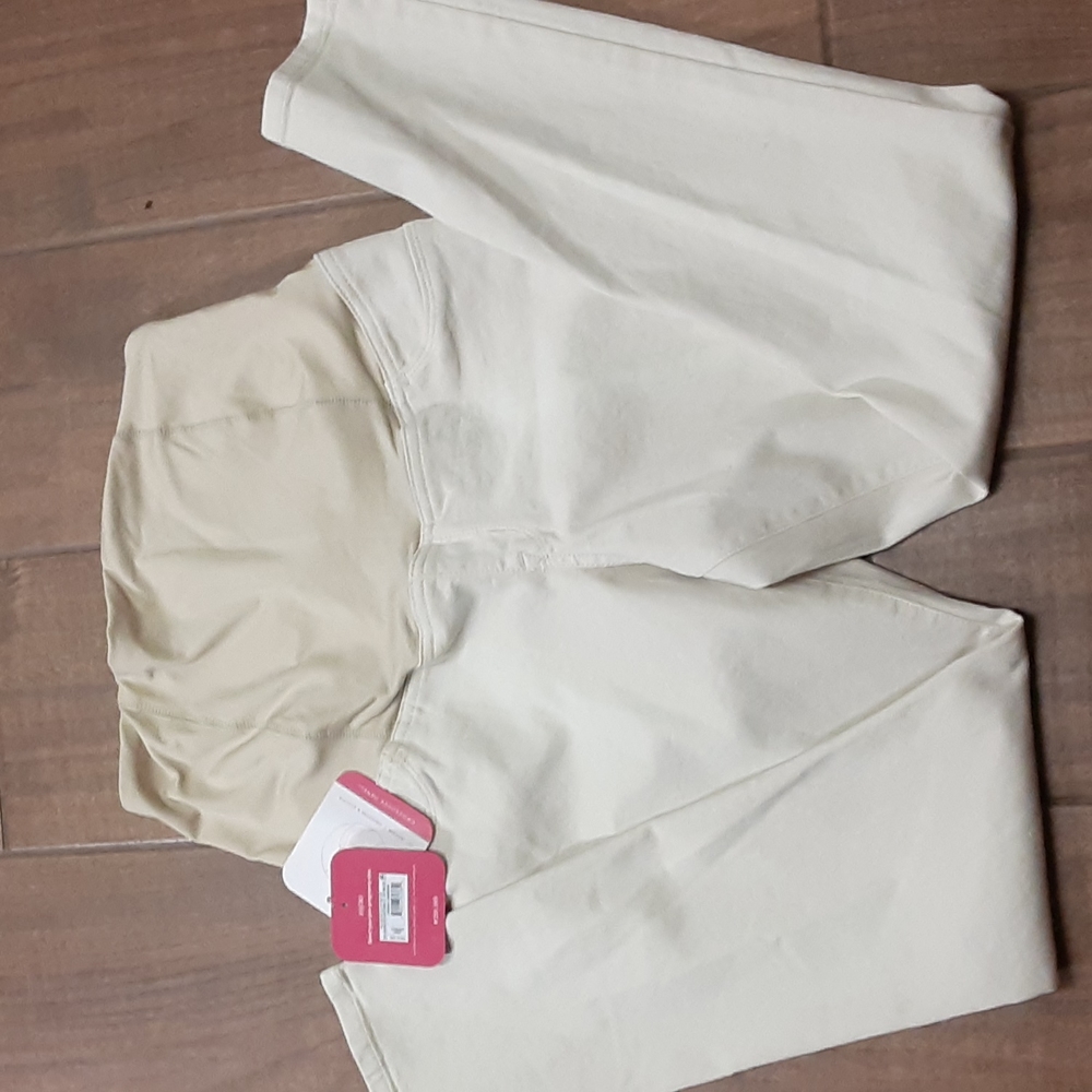 Isabel Maternity by Ingrid & Isabel cream stretch skinny crossover panel 10 NEW…